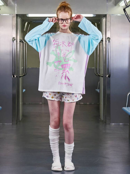 Glitter Print Drop-Shoulder T-Shirt【s0000014412】