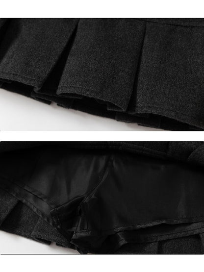 Gray Pleated Napoleon Mini Skirt【s0000018555】