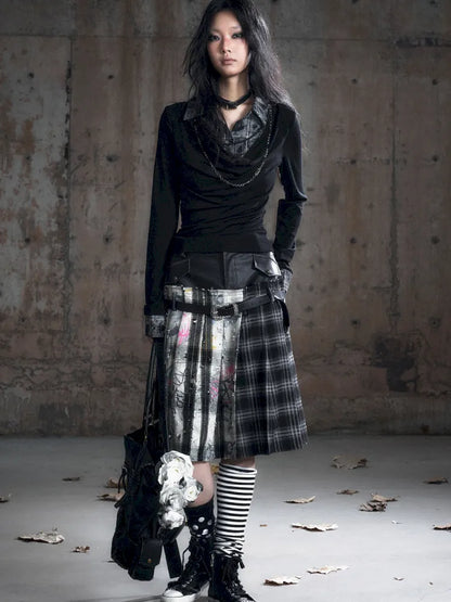 Checkered Belt Pleated Skirt【s0000013962】