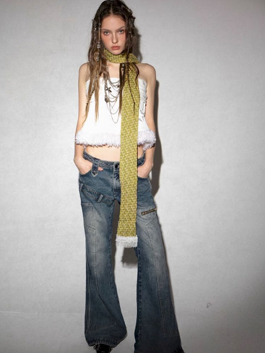 Chunky Wool Patchwork Styled Long Scarf【s0000005026】