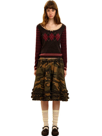 Camo Multi Layer Lace A Line Skirt【s0000017913】