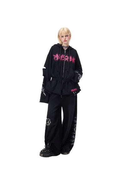 Riveted Hole Design Hooded Sweatshirt【s0000017728】