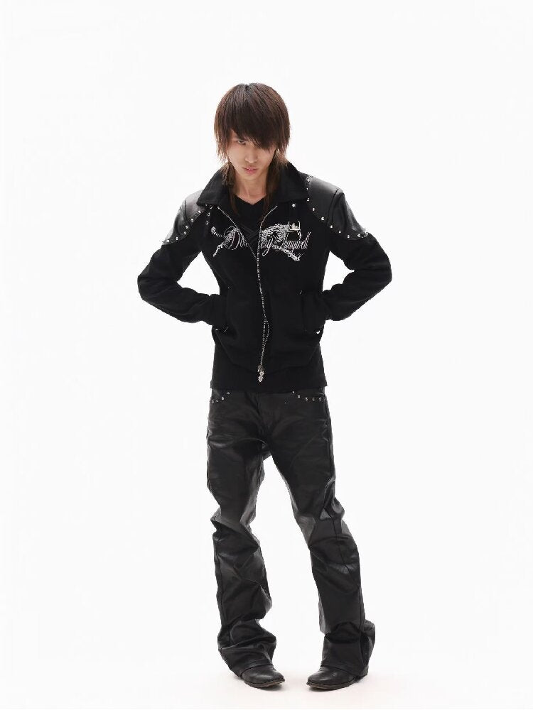 Leather Armor Rivet Canvas Jacket【s0000018352】