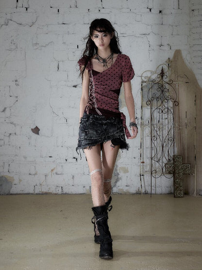 Y2k Retro Asymmetrical Strap T-Shirt【s0000017237】