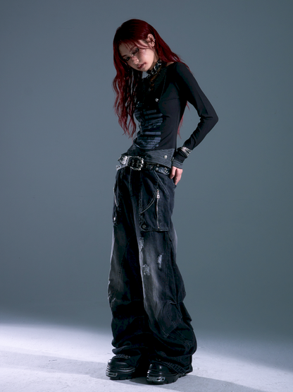 Lace-Up Slim-Fit Long-Sleeve Knit Base【s0000013911】
