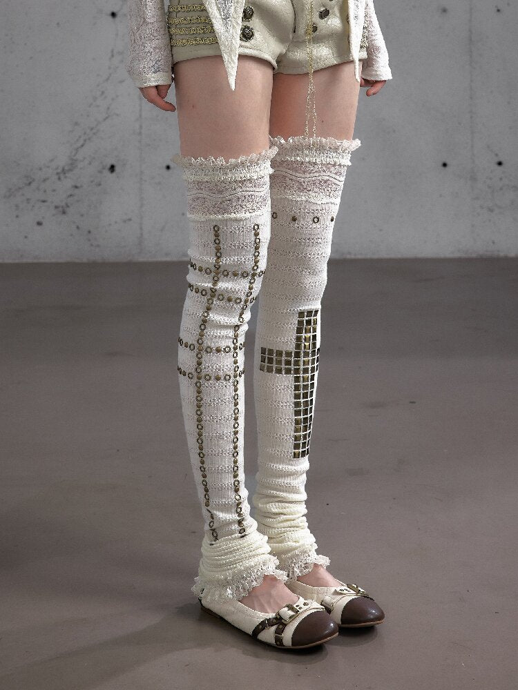 Lace Rhinestone Knit Leg Covers【s0000019164】