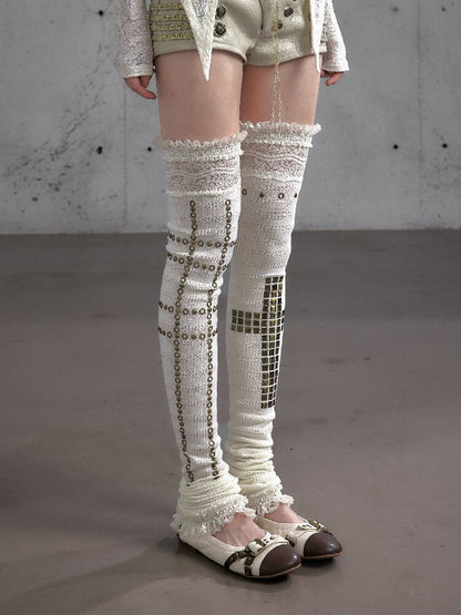 Lace Rhinestone Knit Leg Covers【s0000019164】