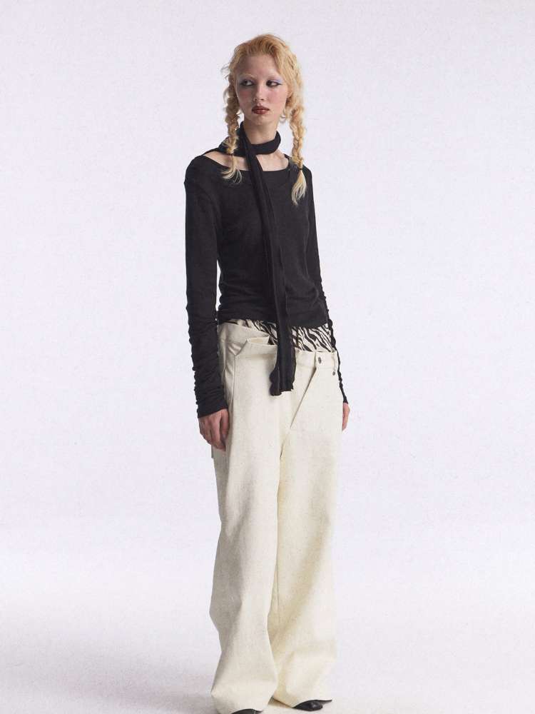 Irregular Zebra Wide Leather Pant【s0000015392】