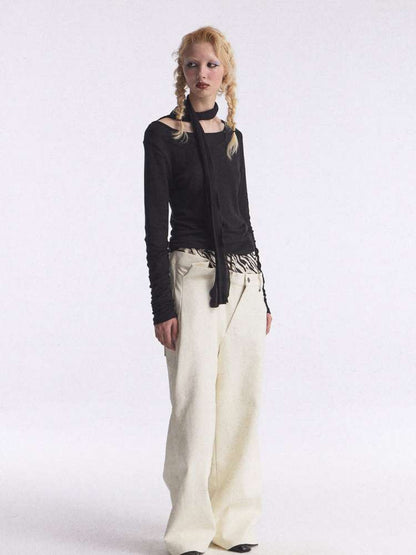 Irregular Zebra Wide Leather Pant【s0000015392】