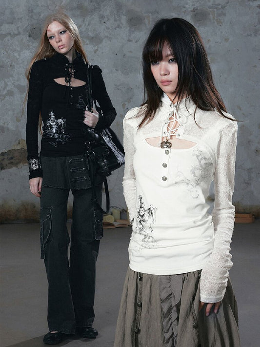 Silver Foil Fake Two-Piece Shirt【s0000018100】