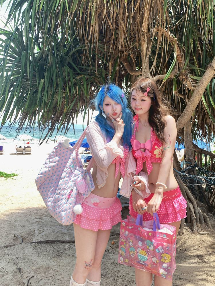 Fuchsia Flower Split Swimsuit【s0000012660】