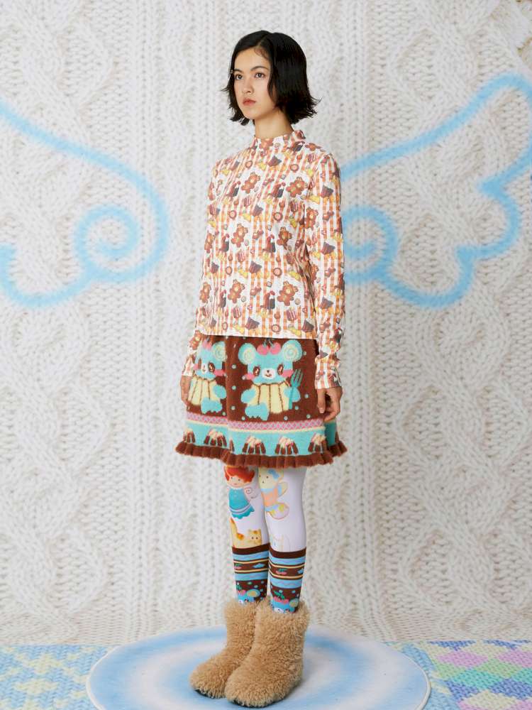 Cookie Print Waffle Base T-Shirt【s0000014856】