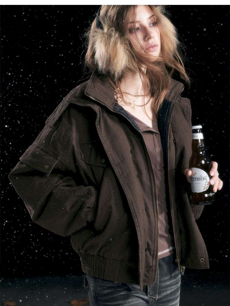 Vintage Distressed Flying Padded Jacket【s0000014673】