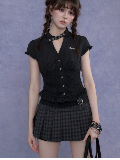 Short Style Plaid Pleated Skirt Pants【s0000017283】