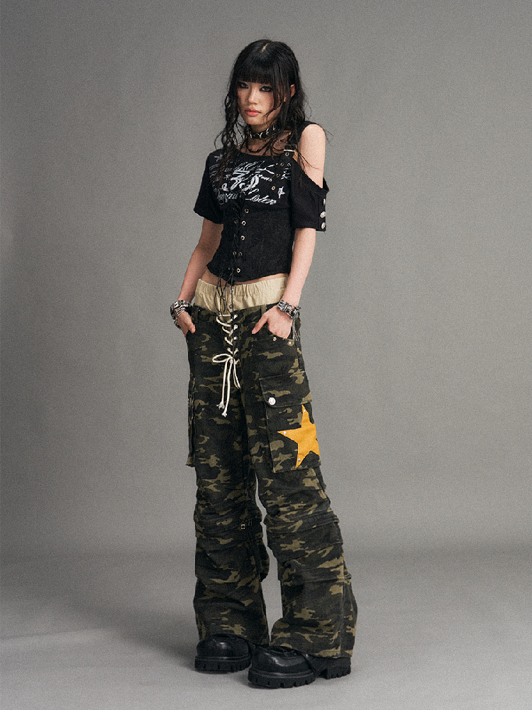 Graffiti Patchwork Strap T-Shirt【s0000017769】