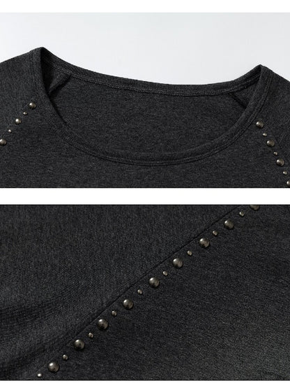 Washed Printed Rivet Knitted Top【s0000016261】