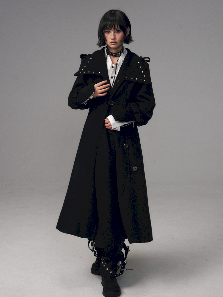 Dark A-Line Temperament Wool Coat【s0000014707】