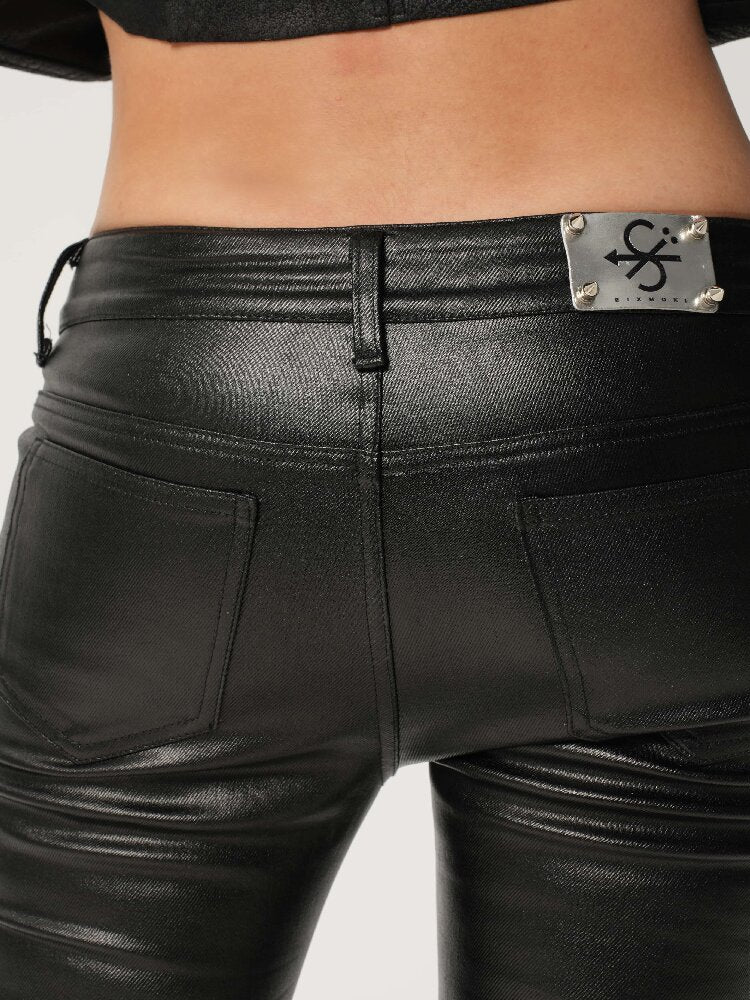 Glossy Coated Zipper Flared Pants【s0000017471】