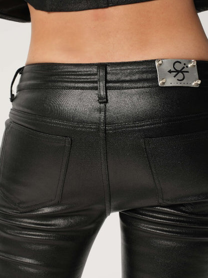 Glossy Coated Zipper Flared Pants【s0000017471】