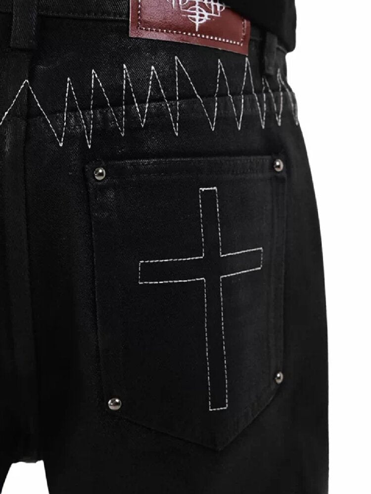 Metal Brush Wax Irregular Jeans【s0000018243】