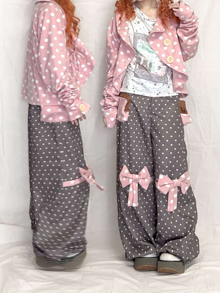 Polka Dot Bow Loose Trousers【s0000015199】