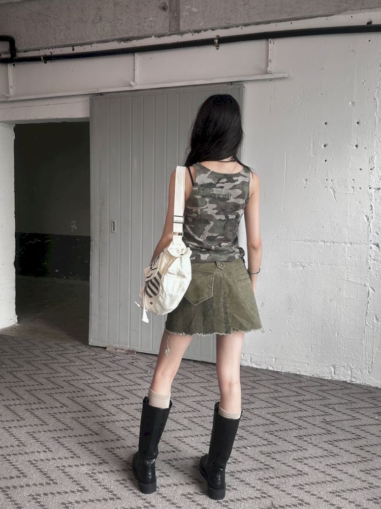 V-Neck Sports Camouflage Embroidered Vest T-Shirt【s0000008501】