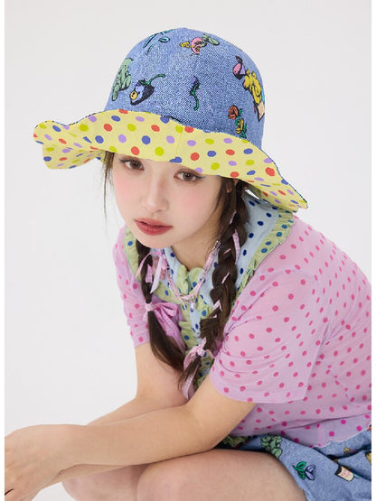 Bear Print Polka Dot Petal Hat【s0000016707】