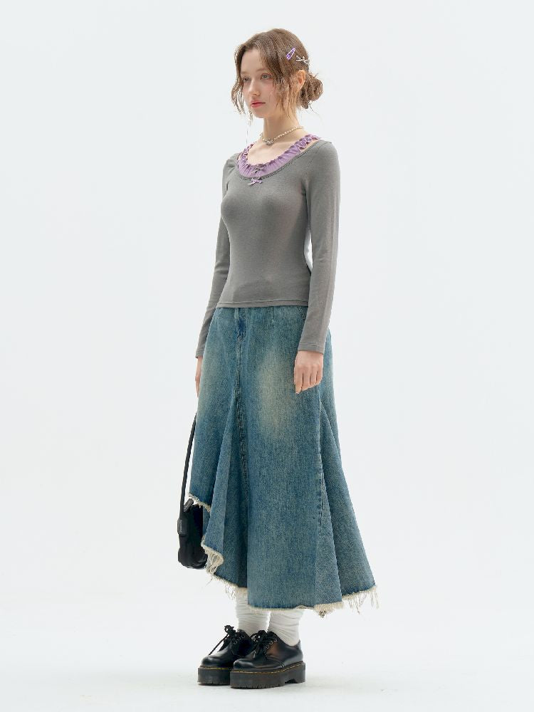 Ballet Style Knitted Bottom Shirt【s0000011508】