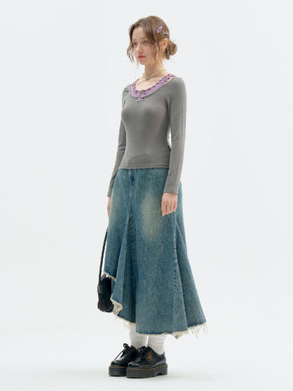 Ballet Style Knitted Bottom Shirt【s0000011508】