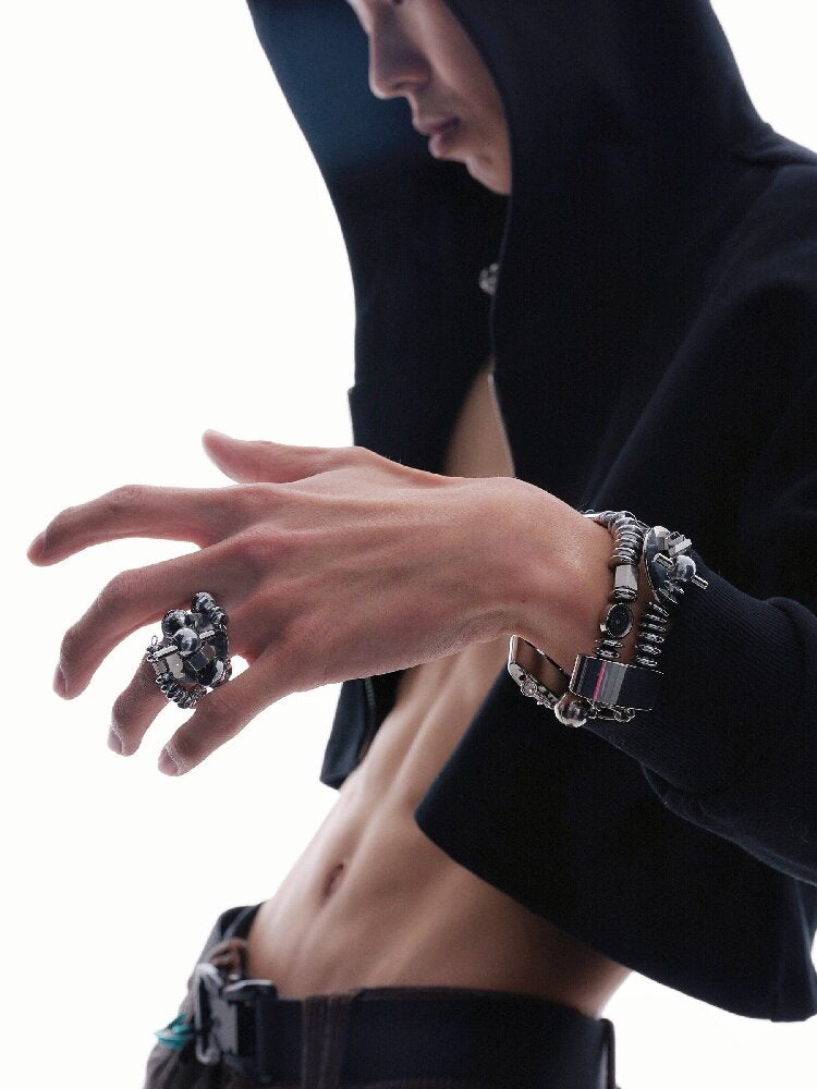 Heavy Beaded Futuristic Bracelet【s0000018840】