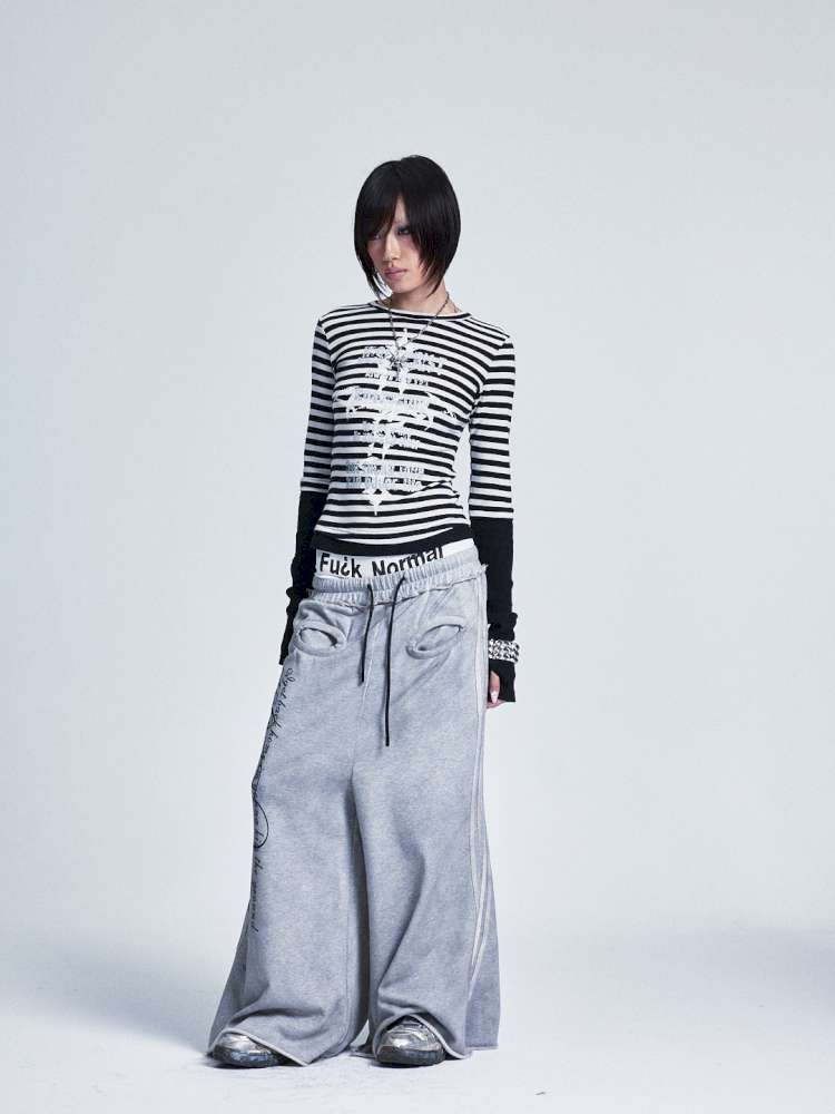 Striped Cross Rivet Stacked Top【s0000015011】