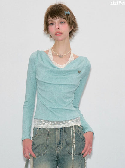 Gentle Swing Collar Knit Sweater Top【s0000017884】