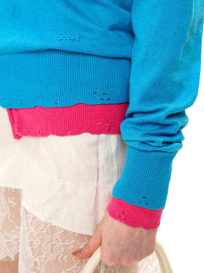 Handmade Patch Leaky Needle Sweater【s0000016119】