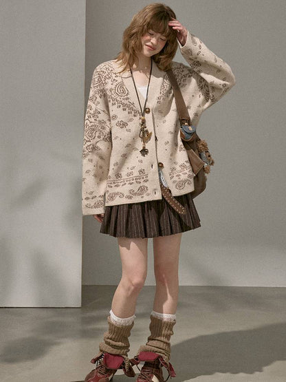 Button-Front Jacquard Knit Cardigan【s0000014394】