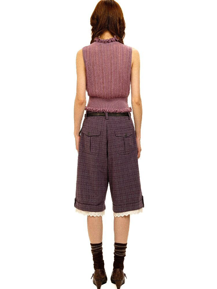 Lace Patchwork Vintage Plaid Pants【s0000017934】