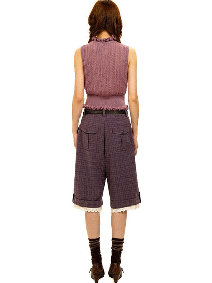 Lace Patchwork Vintage Plaid Pants【s0000017934】