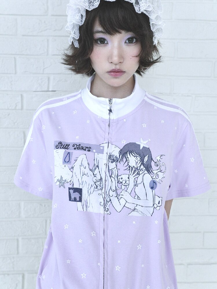 Angel Illustration Purple Cardigan【s0000016543】