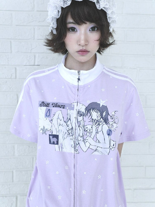 Angel Illustration Purple Cardigan【s0000016543】