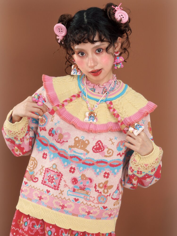 Gouache Contrast Knit Pullover【s0000015592】