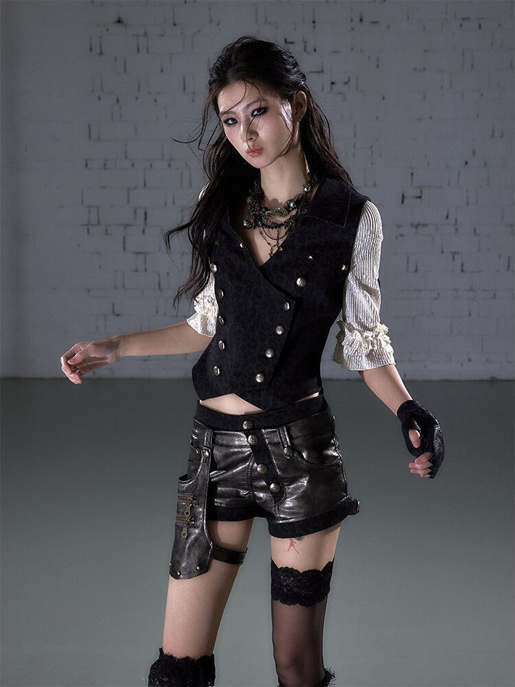 Lace Detachable Leather Shorts【s0000016210】