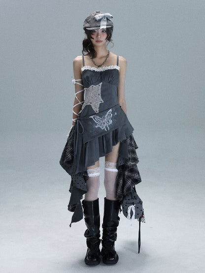 Polka Dot Plaid Stitching Dress【s0000016724】
