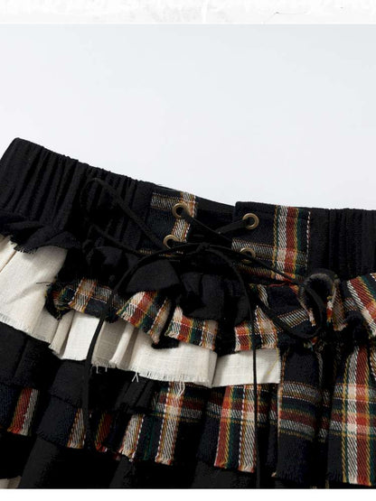 Heavy-Duty Plaid Tiered Skirt【s0000014477】
