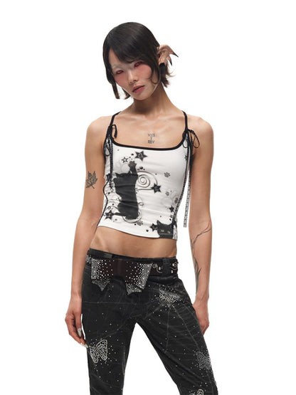 Black Cat Print Camisole【s0000012585】