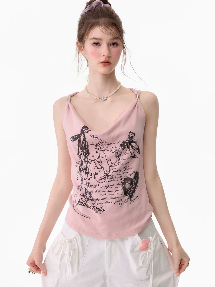 Retro Bunny Print Swing Camisole【s0000017677】