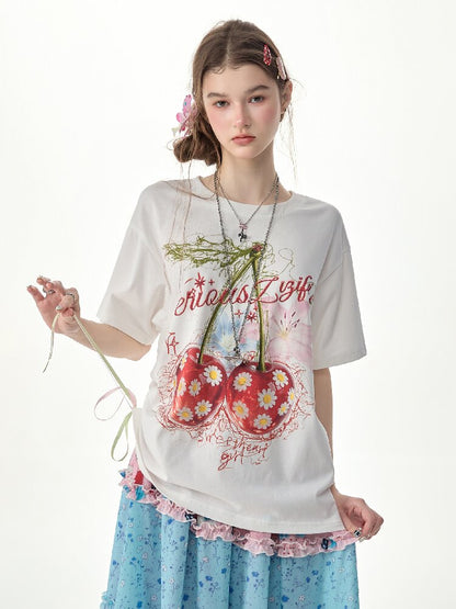 Daisy Cherry Vintage T Shirt【s0000017264】