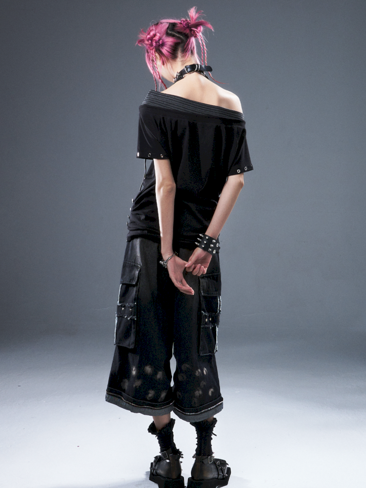 Denim Ripped Knee-Length Pants【s0000012942】