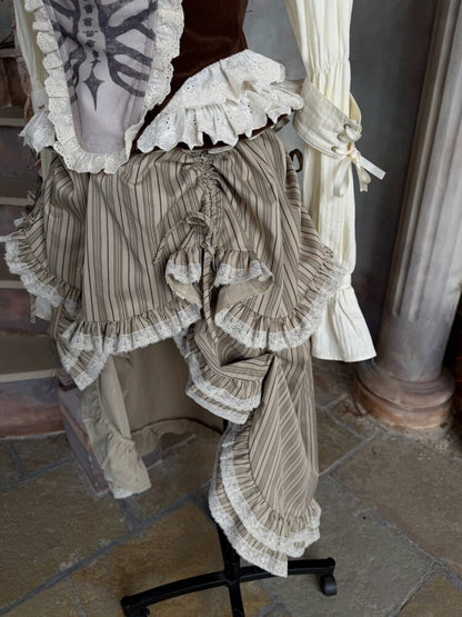 Stripe Lace Drawstring Cake Skirt【s0000015618】