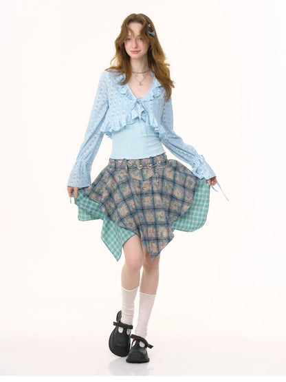 Lace Hollow Tie Knit Cardigan【s0000012228】