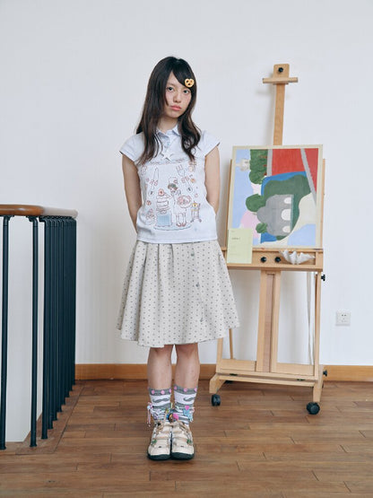 Minimalist Pleated Colorblock Skirt【s0000018718】