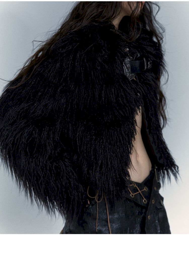 Light Rock Black Fur Coat 【s0000004678】